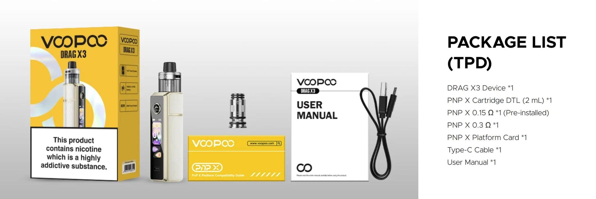 Voopoo Drag X3 Vape Kit Package List Voopoo Drag X3 Vape Kit Package List